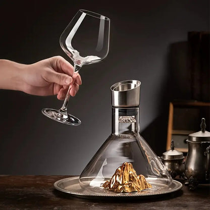 Decanter de Vinho de Vidro Iceberg com Aerador para Home Bar