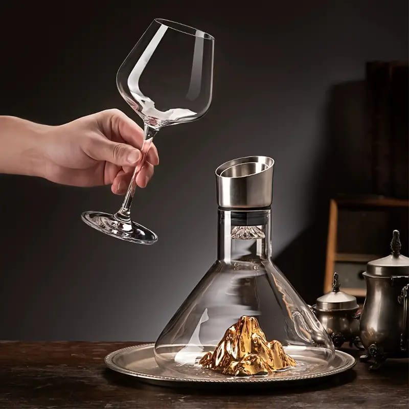 Decanter de Vinho de Vidro Iceberg com Aerador para Home Bar
