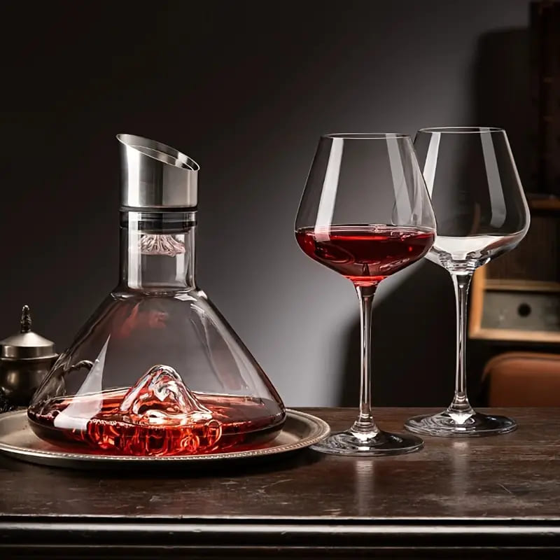 Decanter de Vinho de Vidro Iceberg com Aerador para Home Bar