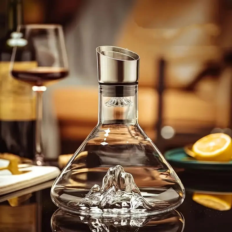 Decanter de Vinho de Vidro Iceberg com Aerador para Home Bar