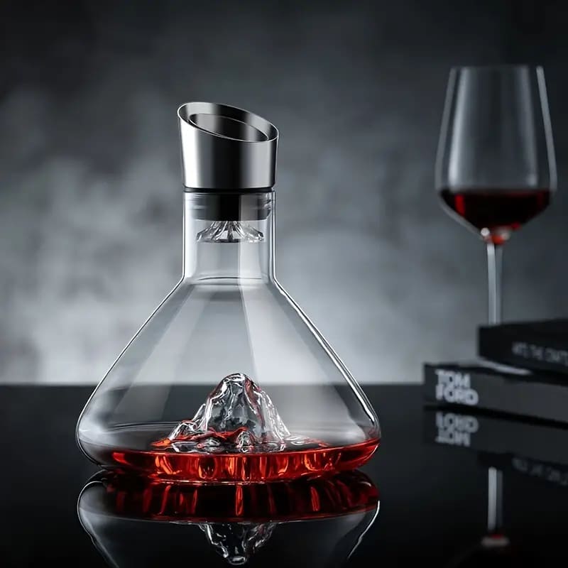 Decanter de Vinho de Vidro Iceberg com Aerador para Home Bar