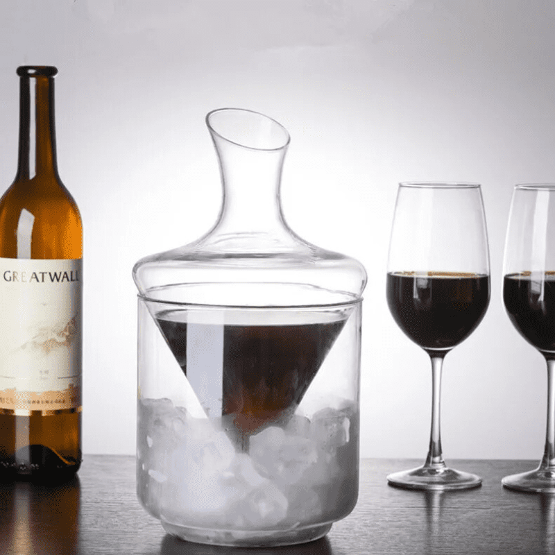 Decanter de Vinho e Whisky com Balde de Gelo em Vidro para Bar