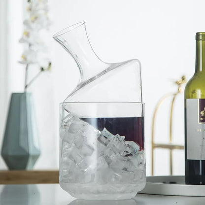 Decanter de Vinho e Whisky com Balde de Gelo em Vidro para Bar