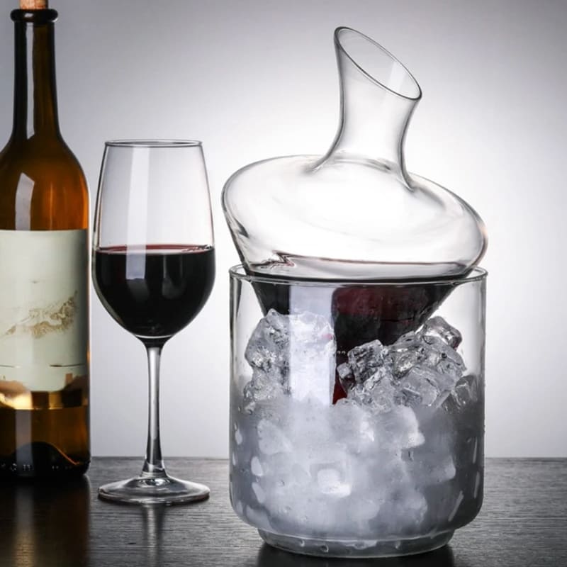 Decanter de Vinho e Whisky com Balde de Gelo em Vidro para Bar