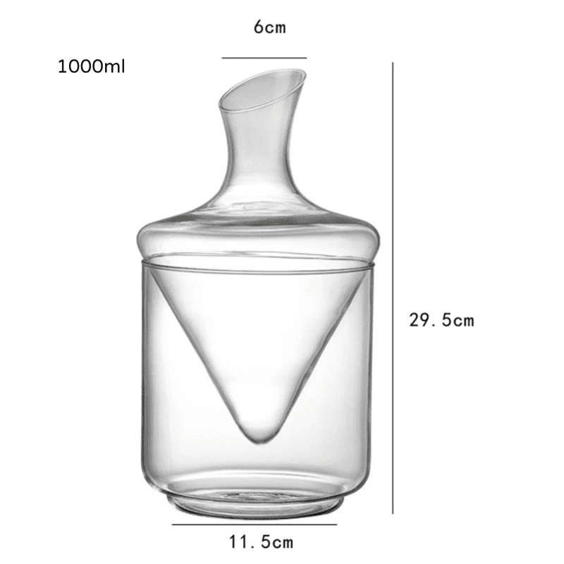 Decanter de Vinho e Whisky com Balde de Gelo em Vidro para Bar