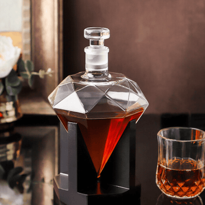Decanter de Vinho e Whisky em Vidro com Design de Diamante para Home Bar