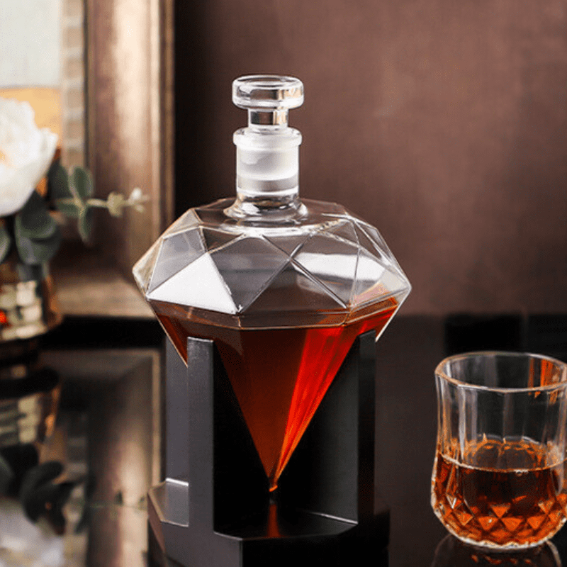 Decanter de Vinho e Whisky em Vidro com Design de Diamante para Home Bar
