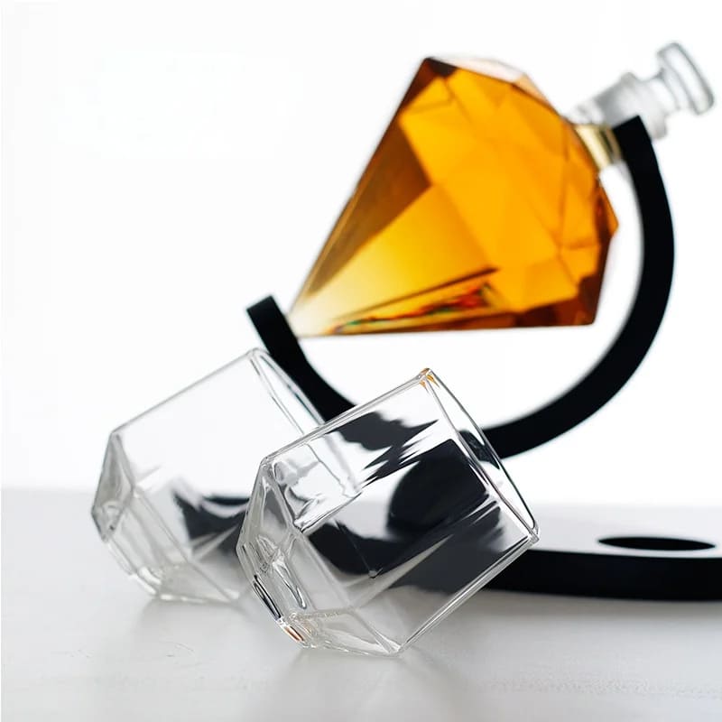 Decanter de Vinho e Whisky em Vidro com Design de Diamante para Home Bar