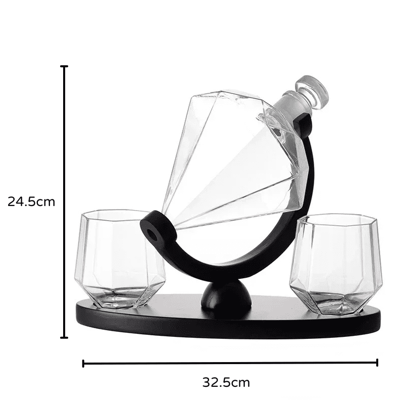 Decanter de Vinho e Whisky em Vidro com Design de Diamante para Home Bar
