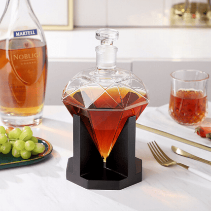 Decanter de Vinho e Whisky em Vidro com Design de Diamante para Home Bar