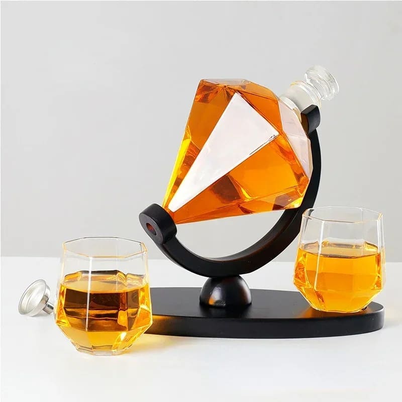 Decanter de Vinho e Whisky em Vidro com Design de Diamante para Home Bar