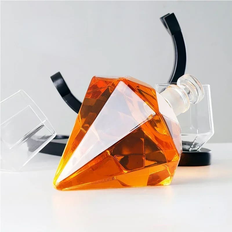 Decanter de Vinho e Whisky em Vidro com Design de Diamante para Home Bar