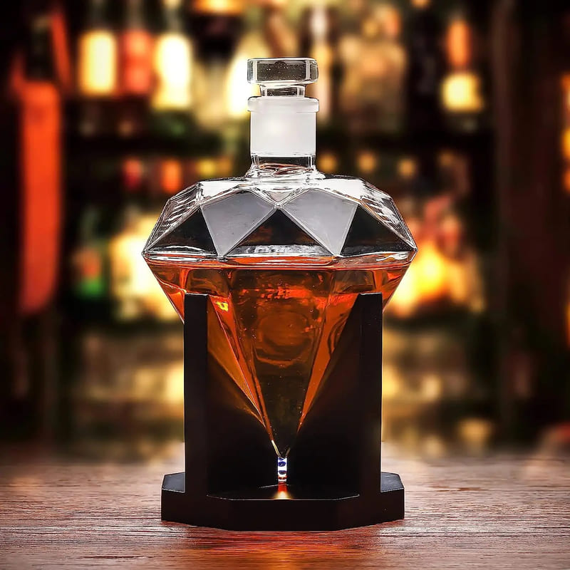Decanter de Vinho e Whisky em Vidro com Design de Diamante para Home Bar