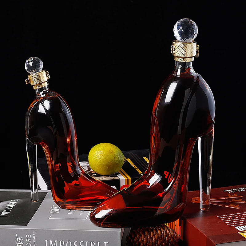Decanter de Vinho e Whisky em Vidro com Design de Sapato para Bar em Casa