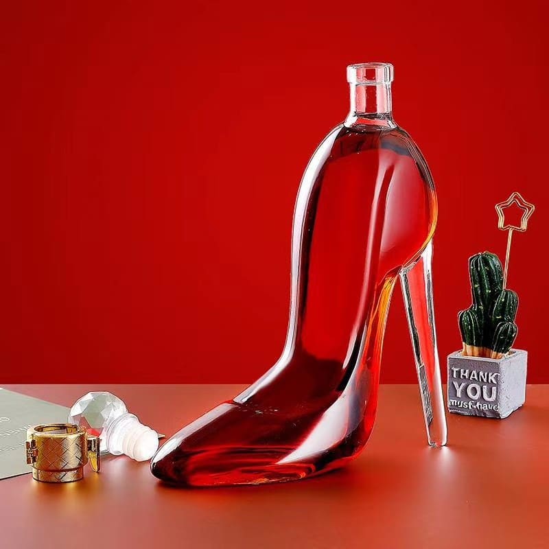 Decanter de Vinho e Whisky em Vidro com Design de Sapato para Bar em Casa