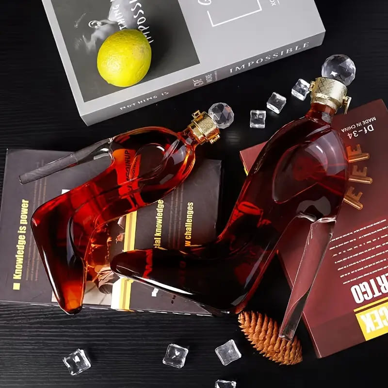 Decanter de Vinho e Whisky em Vidro com Design de Sapato para Bar em Casa