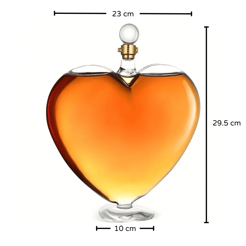 Decanter de Vinho e Whisky em Vidro para Bar em Casa - Coração