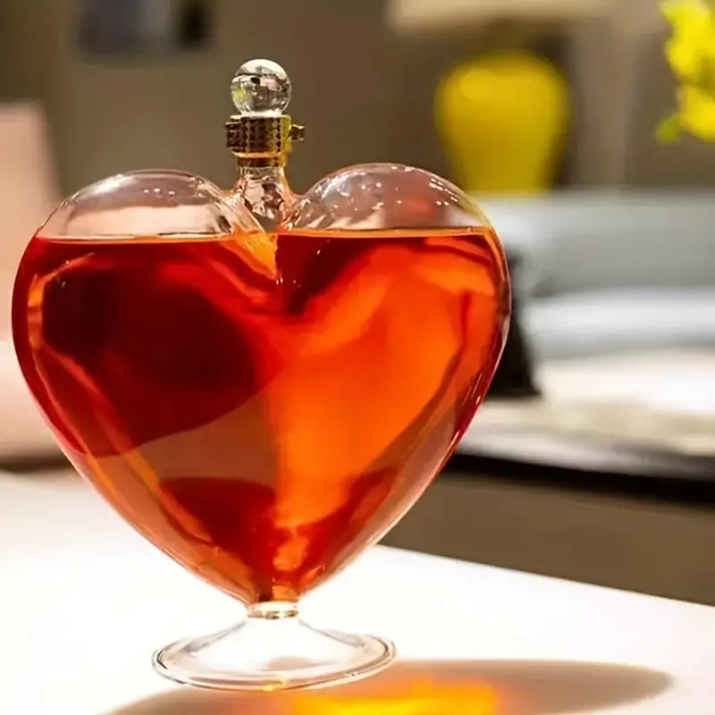 Decanter de Vinho e Whisky em Vidro para Bar em Casa - Coração