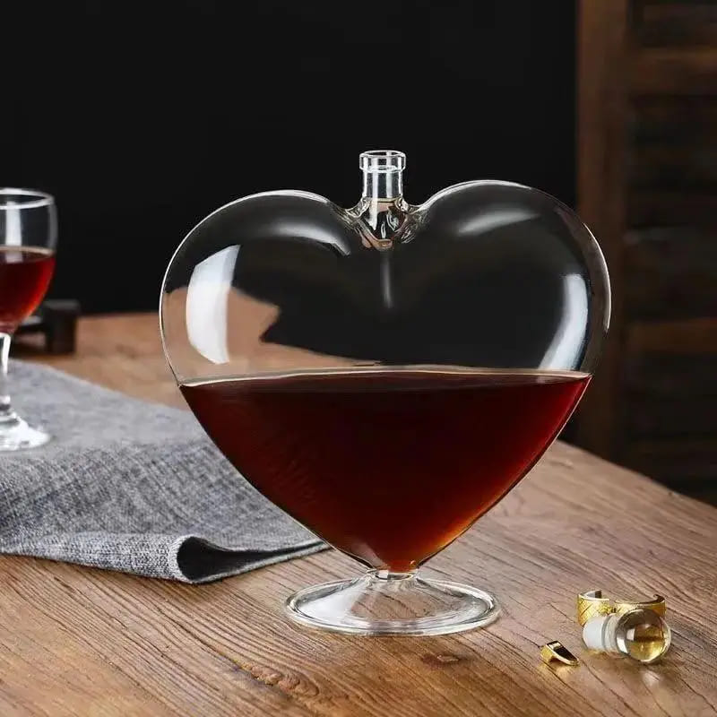 Decanter de Vinho e Whisky em Vidro para Bar em Casa - Coração