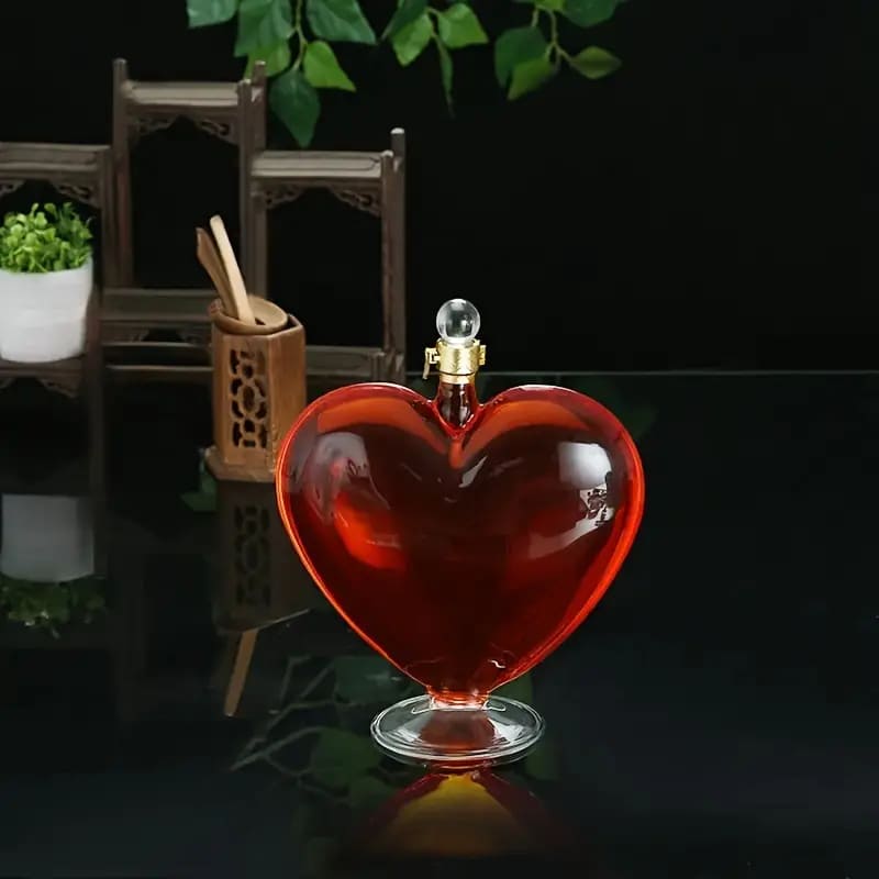 Decanter de Vinho e Whisky em Vidro para Bar em Casa - Coração
