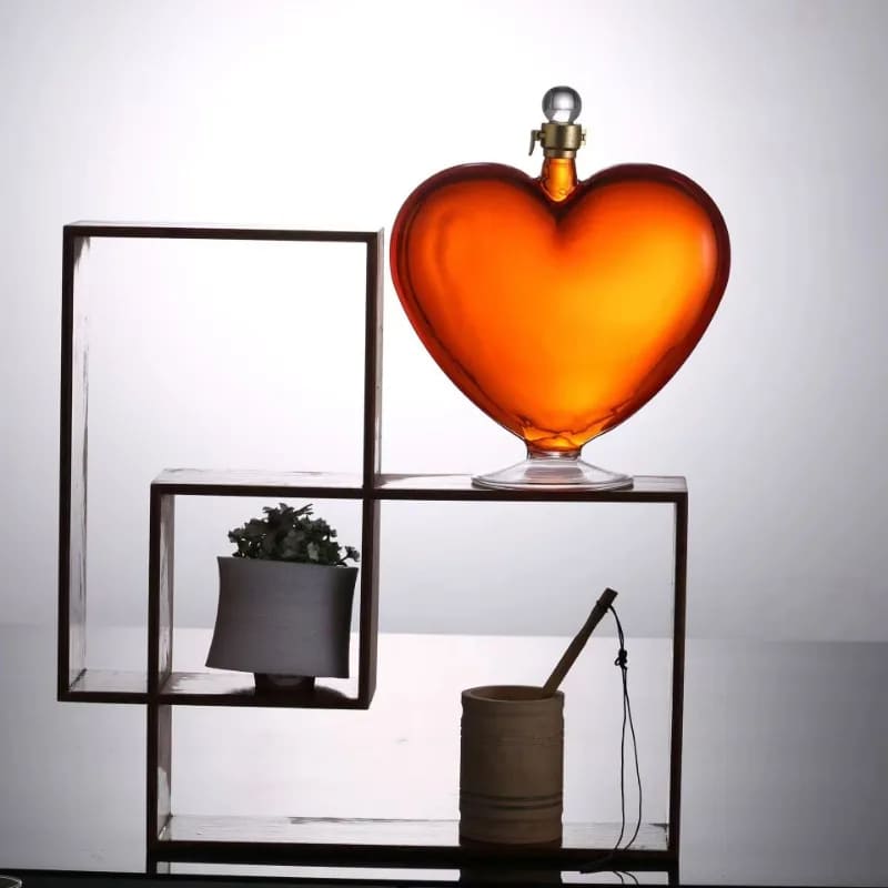 Decanter de Vinho e Whisky em Vidro para Bar em Casa - Coração