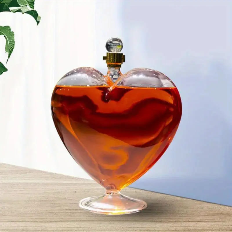 Decanter de Vinho e Whisky em Vidro para Bar em Casa - Coração