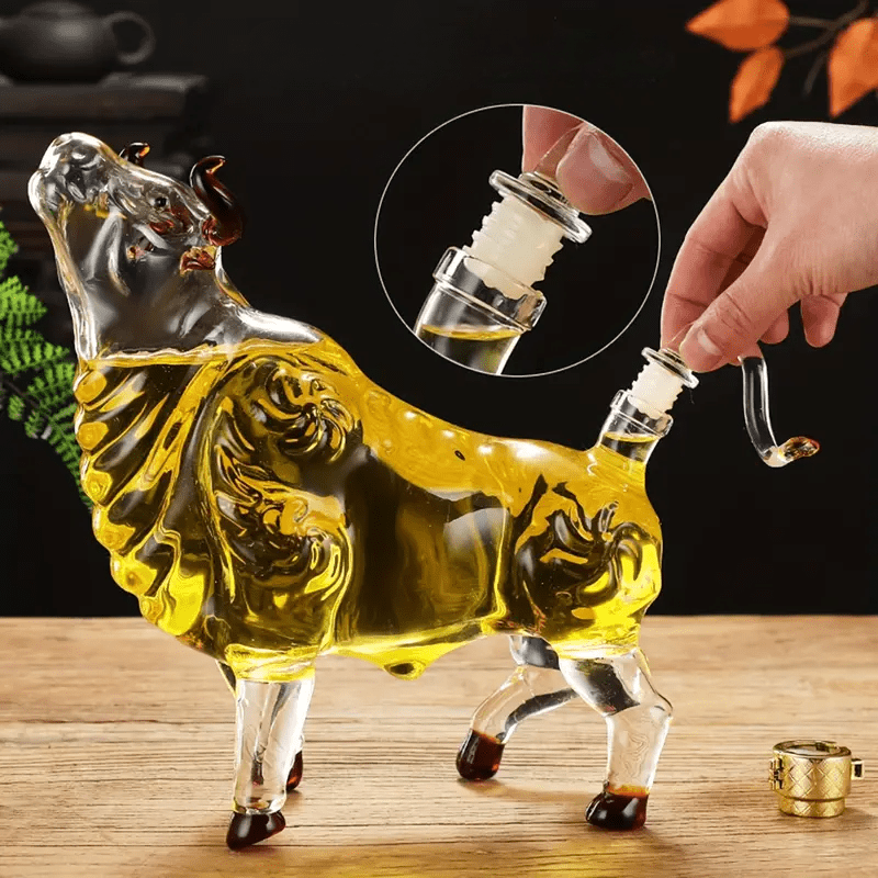 Decanter de Vinho e Whisky em Vidro para Bar em Casa - Design Touro
