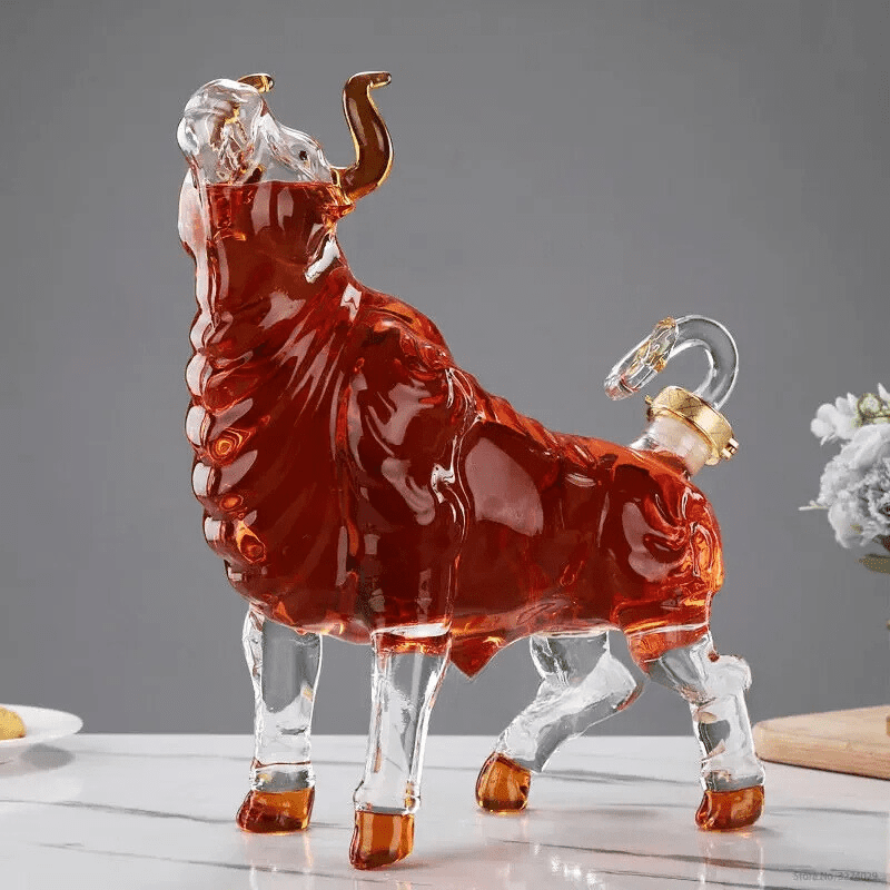 Decanter de Vinho e Whisky em Vidro para Bar em Casa - Design Touro