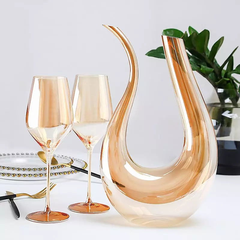 Decanter de Vinho em Vidro Swan, Recipiente Decantador Âmbar para Bebidas