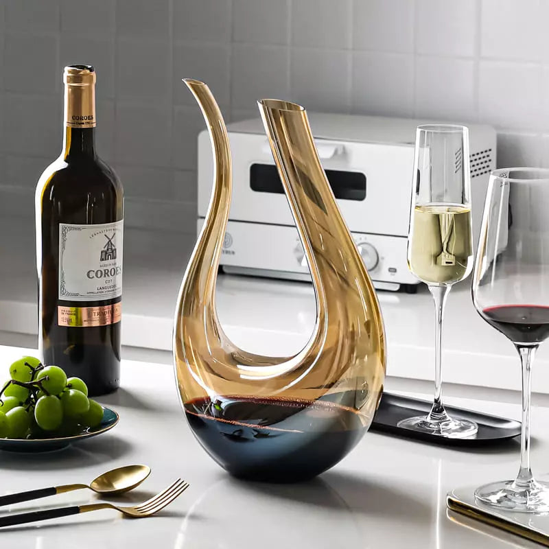 Decanter de Vinho em Vidro Swan, Recipiente Decantador Âmbar para Bebidas