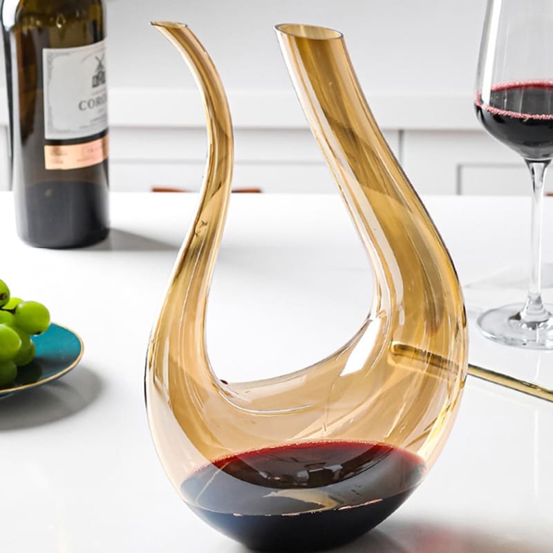 Decanter de Vinho em Vidro Swan, Recipiente Decantador Âmbar para Bebidas