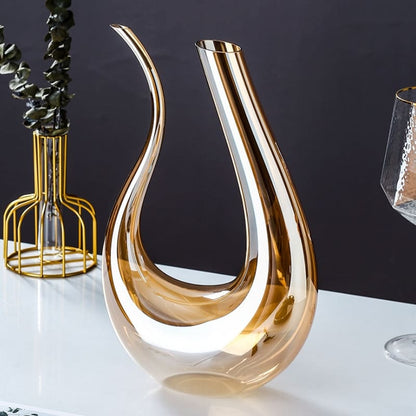 Decanter de Vinho em Vidro Swan, Recipiente Decantador Âmbar para Bebidas