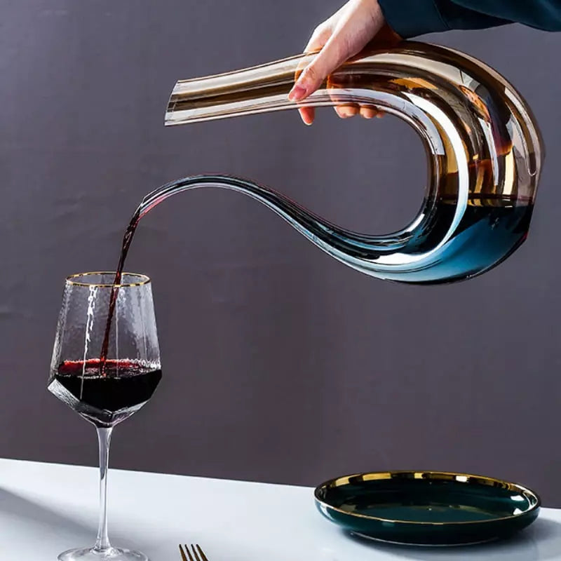 Decanter de Vinho em Vidro Swan, Recipiente Decantador Âmbar para Bebidas