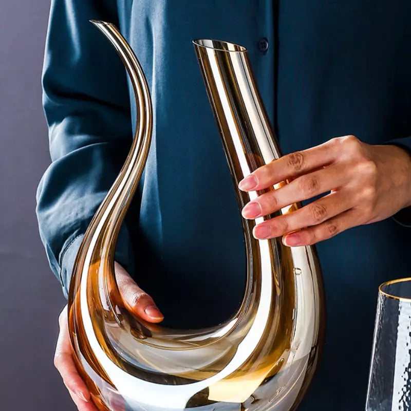 Decanter de Vinho em Vidro Swan, Recipiente Decantador Âmbar para Bebidas