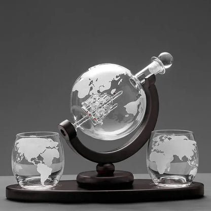 Decanter de Whisky Globo - Conjunto de Recipientes de Vidro para Bebidas
