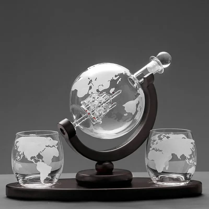 Decanter de Whisky Globo - Conjunto de Recipientes de Vidro para Bebidas