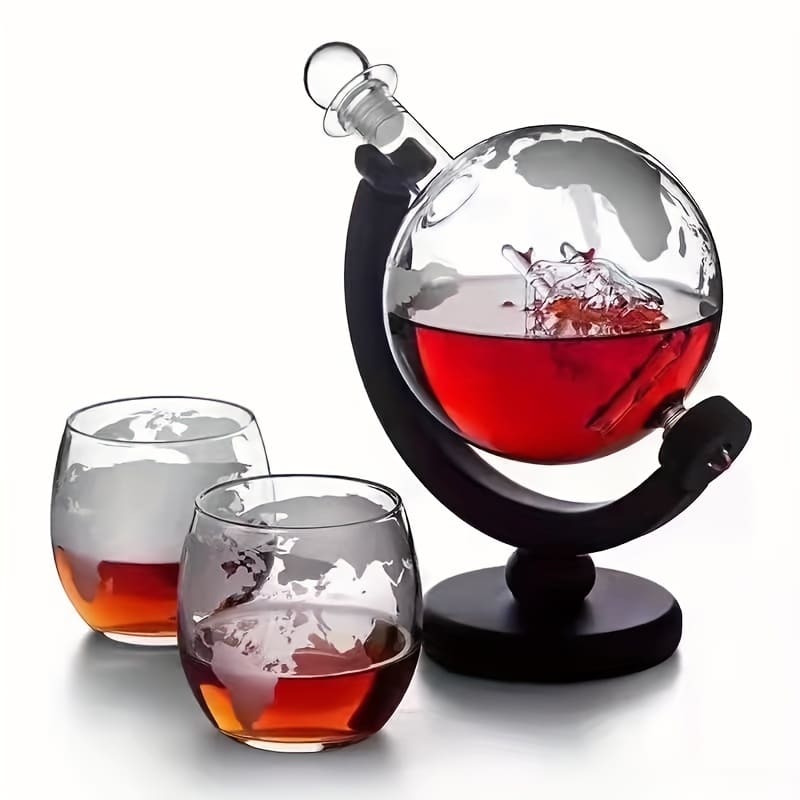 Decanter de Whisky Globo - Conjunto de Recipientes de Vidro para Bebidas