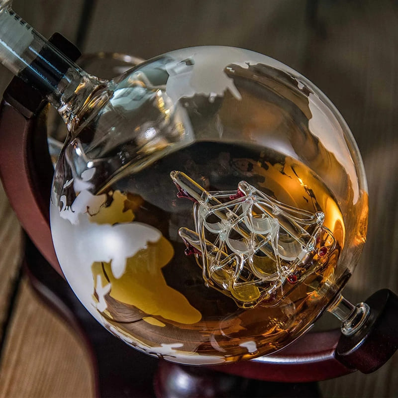 Decanter de Whisky Globo - Conjunto de Recipientes de Vidro para Bebidas