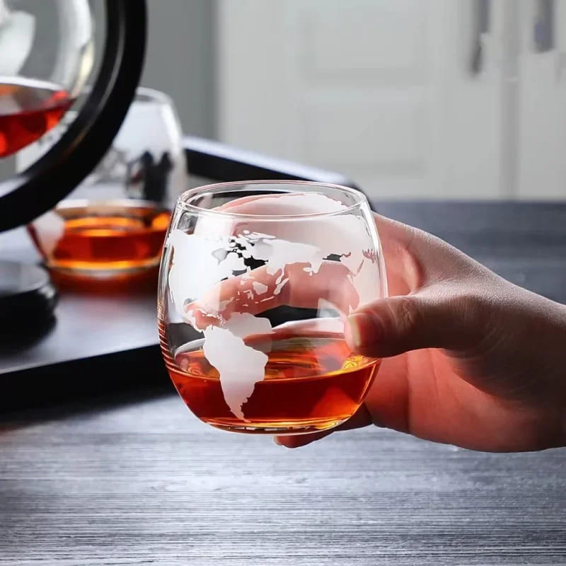 Decanter de Whisky Globo - Conjunto de Recipientes de Vidro para Bebidas