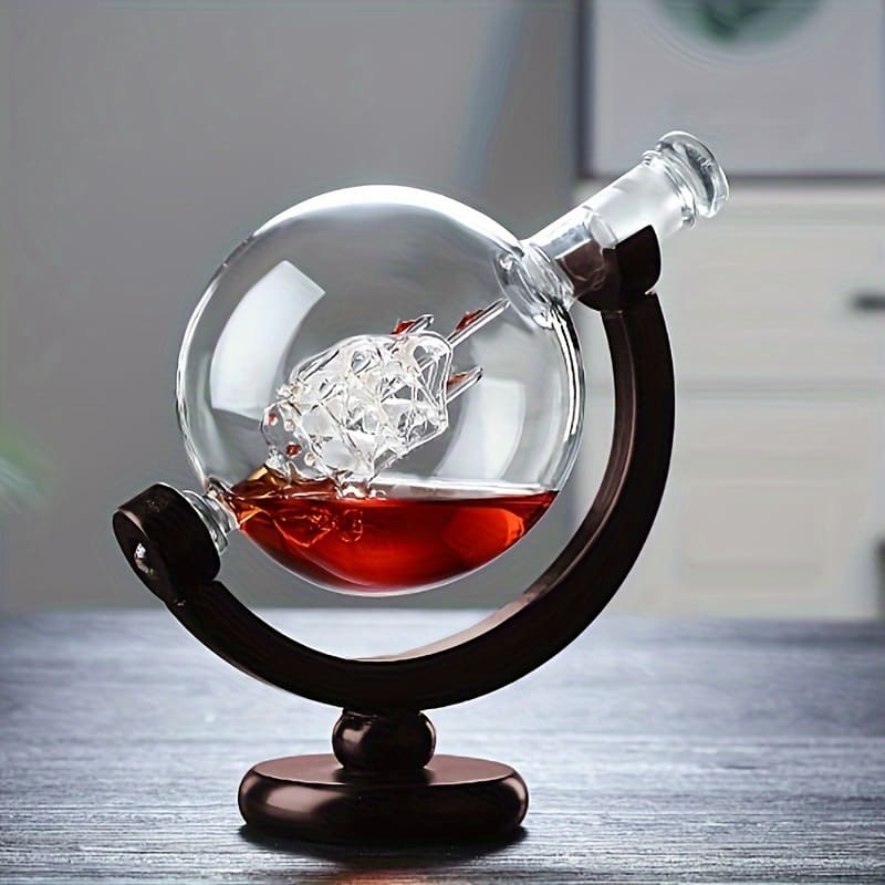 Decanter de Whisky Globo - Conjunto de Recipientes de Vidro para Bebidas