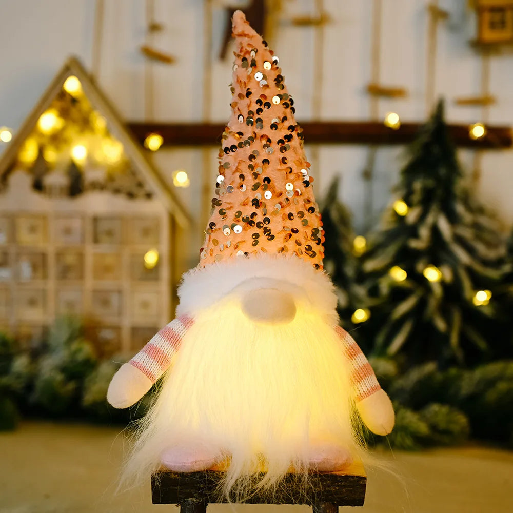 Decoração Natalina com Elfos Luminosos - Enfeites de Natal Brilhantes