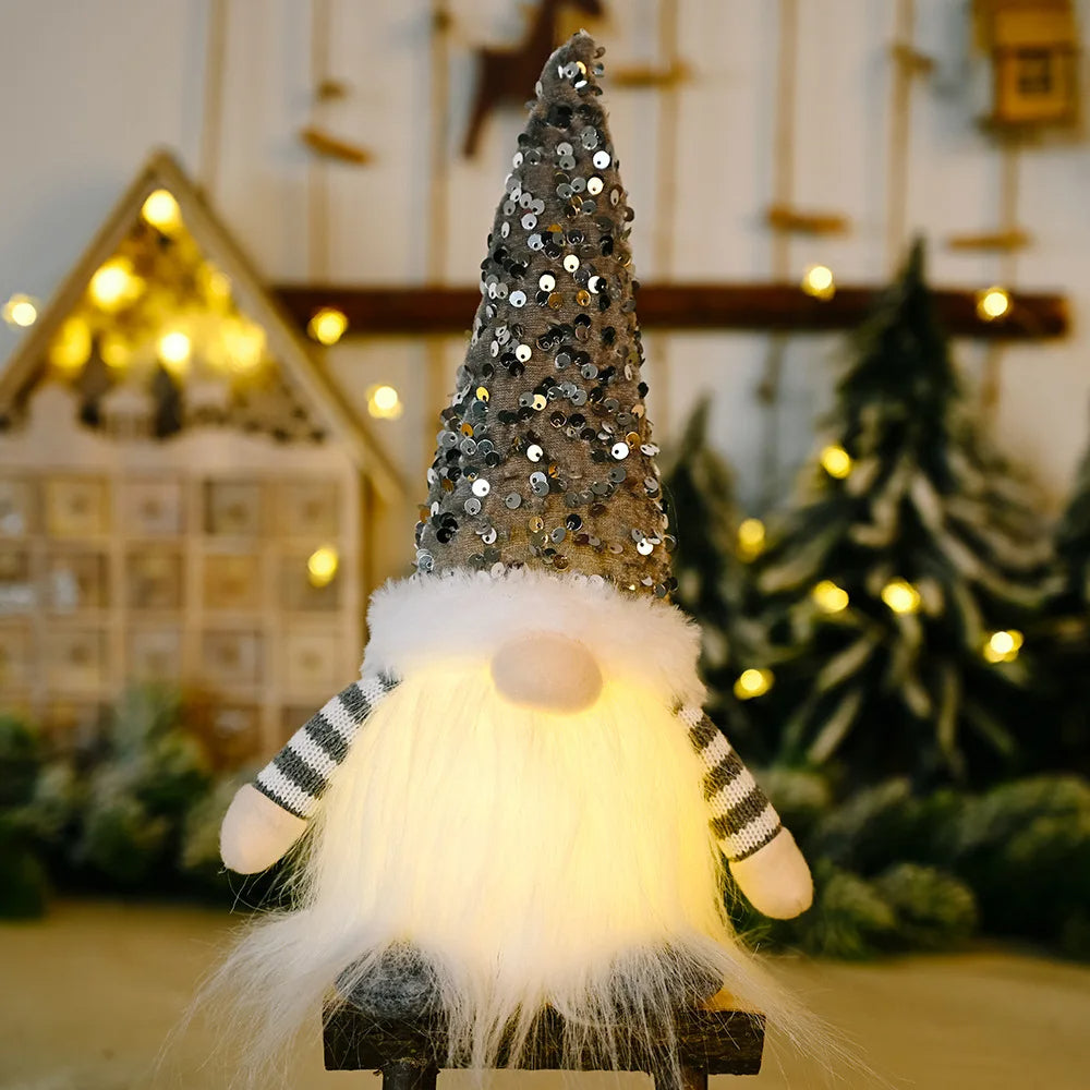 Decoração Natalina com Elfos Luminosos - Enfeites de Natal Brilhantes