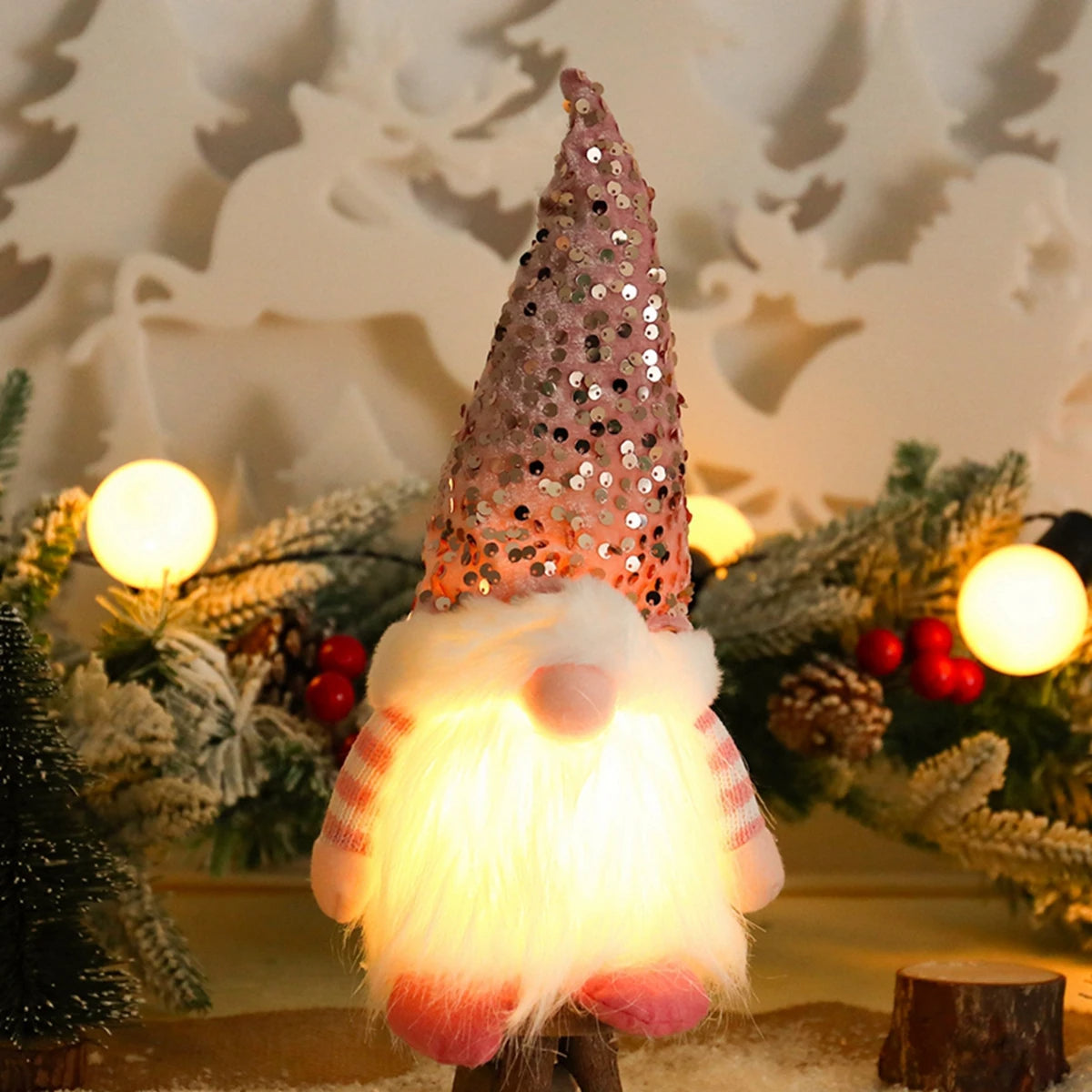 Decoração Natalina com Elfos Luminosos - Enfeites de Natal Brilhantes