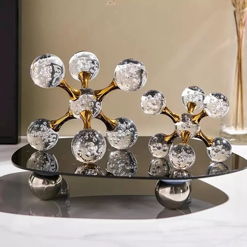 Decoração de Mesa de Cristal Moderna - Ornamento Molecular Elegante