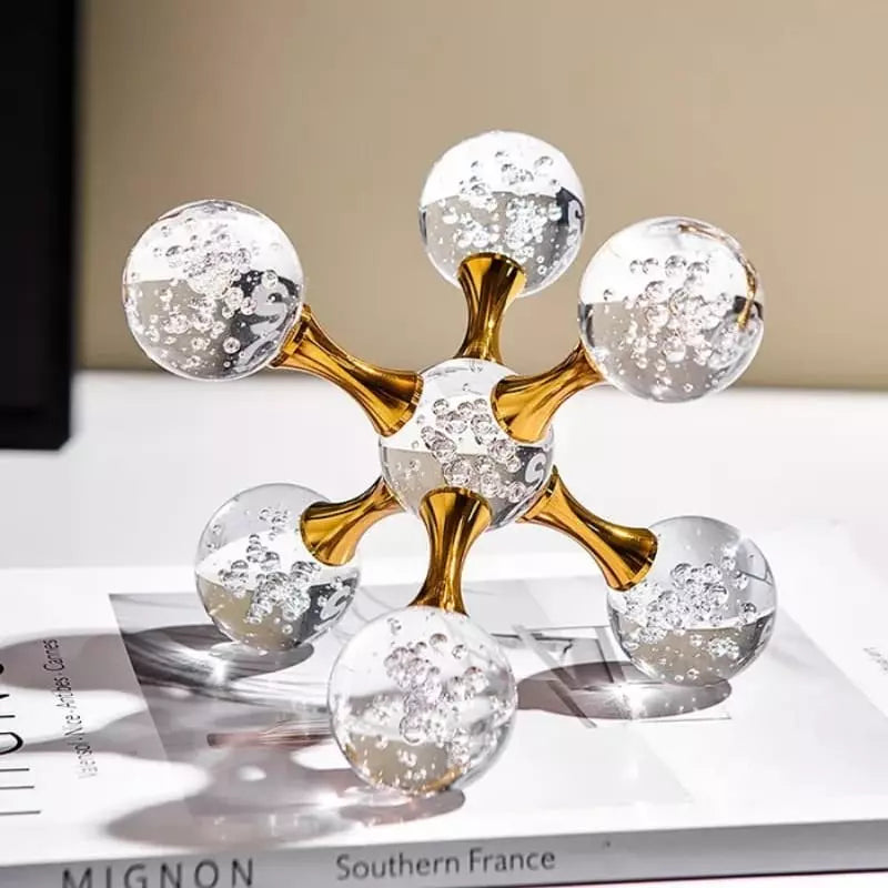 Decoração de Mesa de Cristal Moderna - Ornamento Molecular Elegante