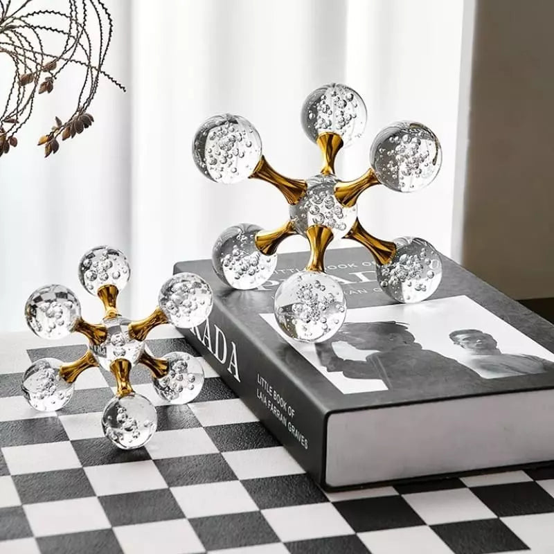 Decoração de Mesa de Cristal Moderna - Ornamento Molecular Elegante