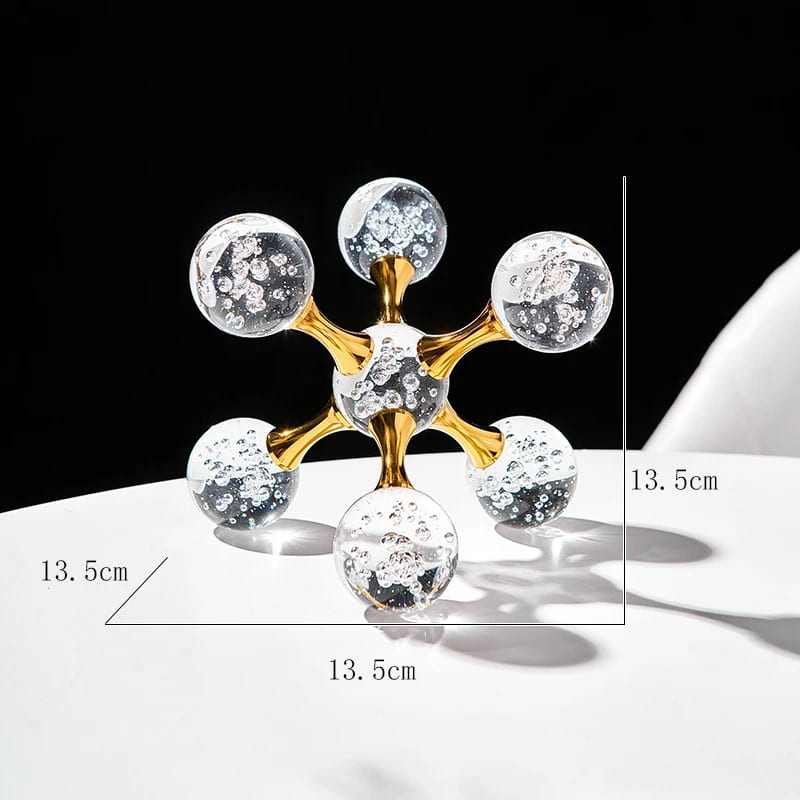 Decoração de Mesa de Cristal Moderna - Ornamento Molecular Elegante