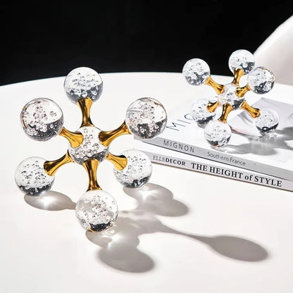 Decoração de Mesa de Cristal Moderna - Ornamento Molecular Elegante