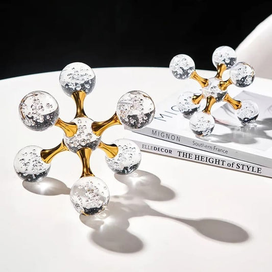 Decoração de Mesa de Cristal Moderna - Ornamento Molecular Elegante