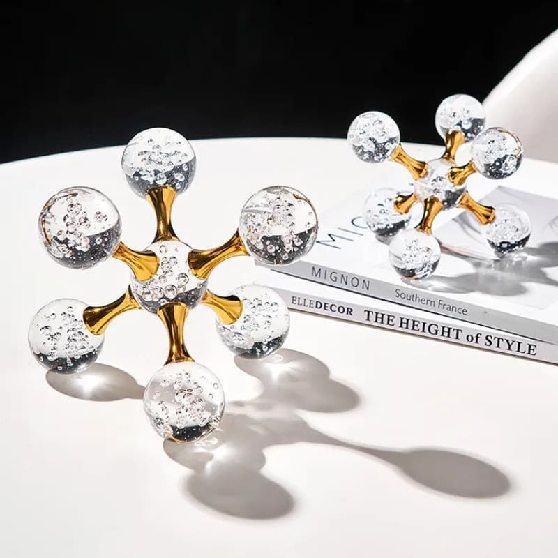 Decoração de Mesa de Cristal Moderna - Ornamento Molecular Elegante